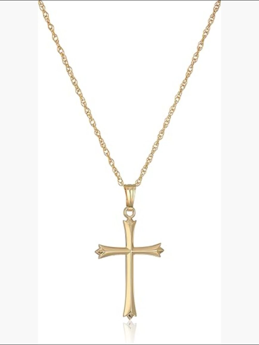 14k Gold Filled Polished Embossed Cross Pendant Necklace